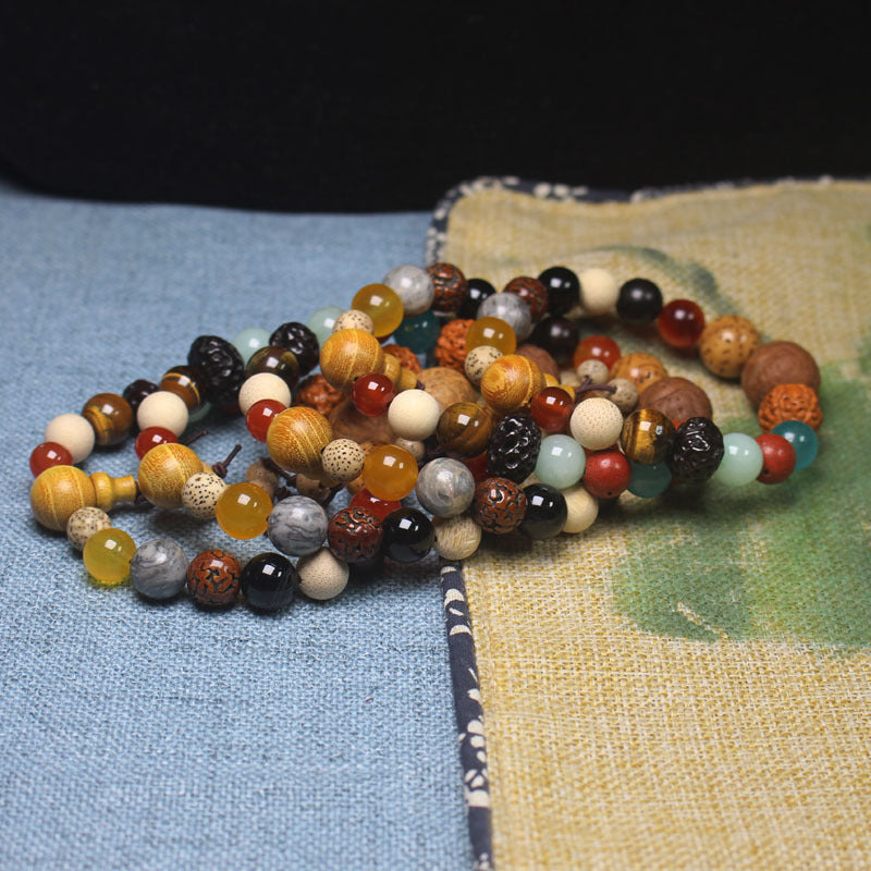 Lingyin New Eighteen Seeds Bodhi Bracelet for Men and Women Couples Bracelet Eighteen Seeds Buddha Beads 18 Seeds Multi-Treasure Bodhi