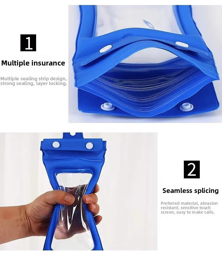 IPX8 30M 3 Fold Touchable Airbag Anti Sinking Waterproof Phone Bag Pouch for Apple IPhone Xiaomi Samsung Swimming Lanyard