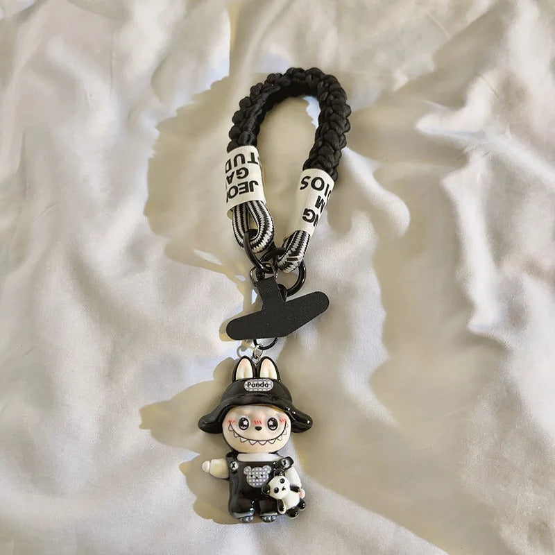 Cartoon Labubu Cartoon Cute Pendant Mobile Phone Lanyard Braided Keychain Backpack Decoration Wristband Decoration Toy Gift