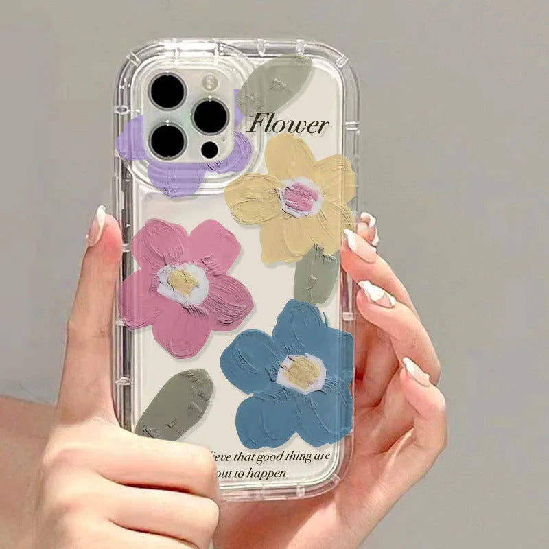 Oil Painting Flower Phone Case For iPhone 15 Case iPhone 11 13 12 14 Pro Max 7 8 Plus X XR XS SE 2020 Shockproof Soft Back Cover