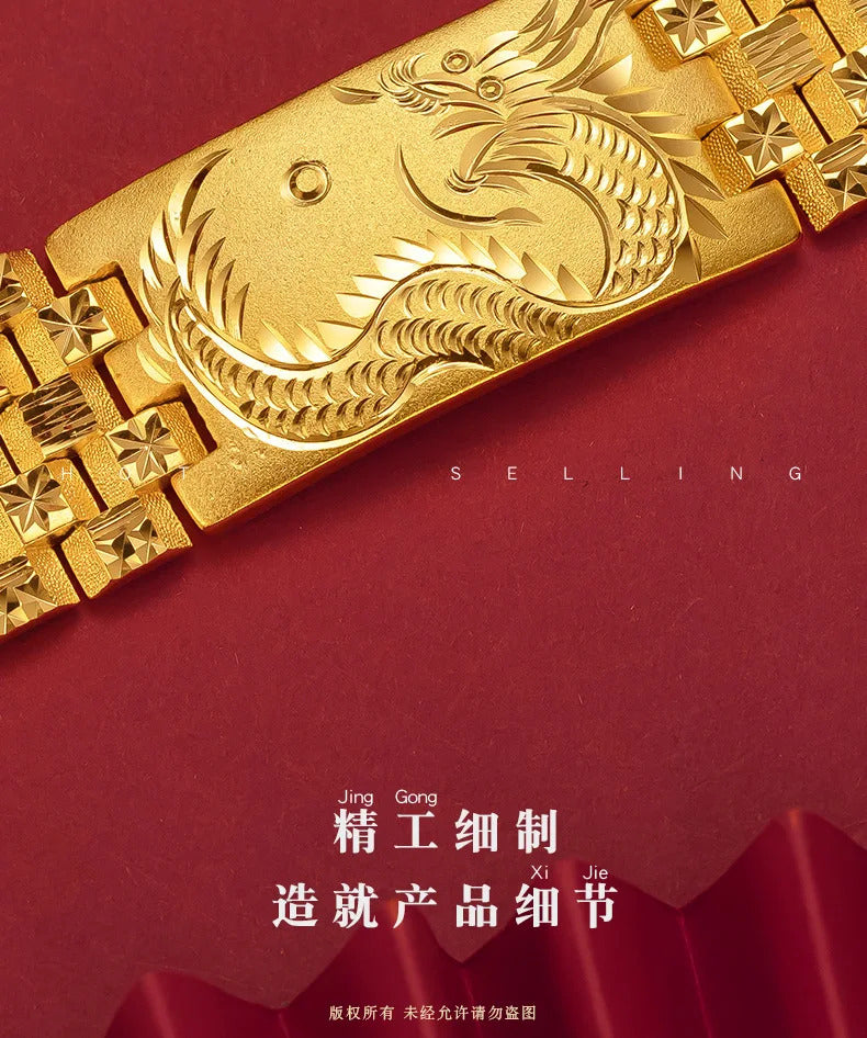 9999 24K  real gold store, same style gold bracelet for men and women, powerful and exquisite jewelry