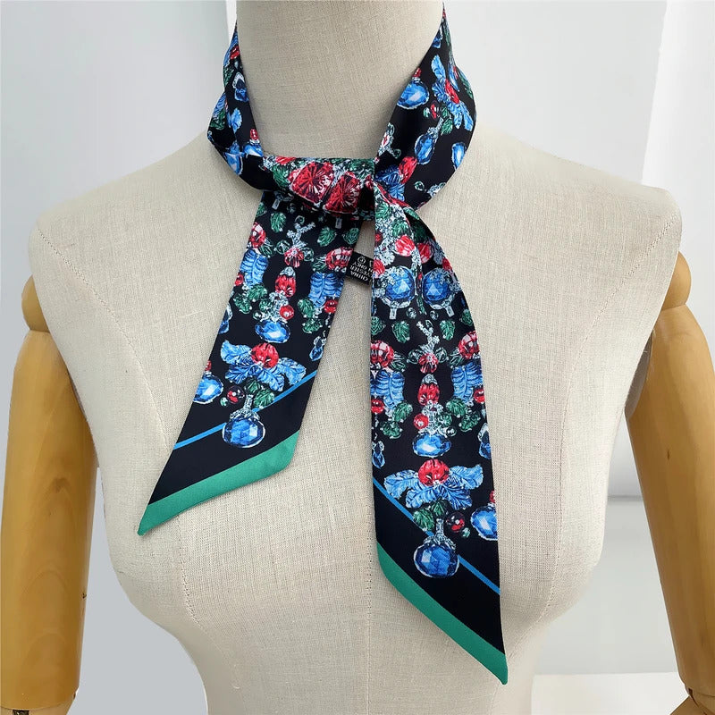 2024 Brand Design Leopard Twill Silk Scarf Luxury Scarf Women Foulard Skinny Bag Scarves Neckerchief Fashion Hair Headband