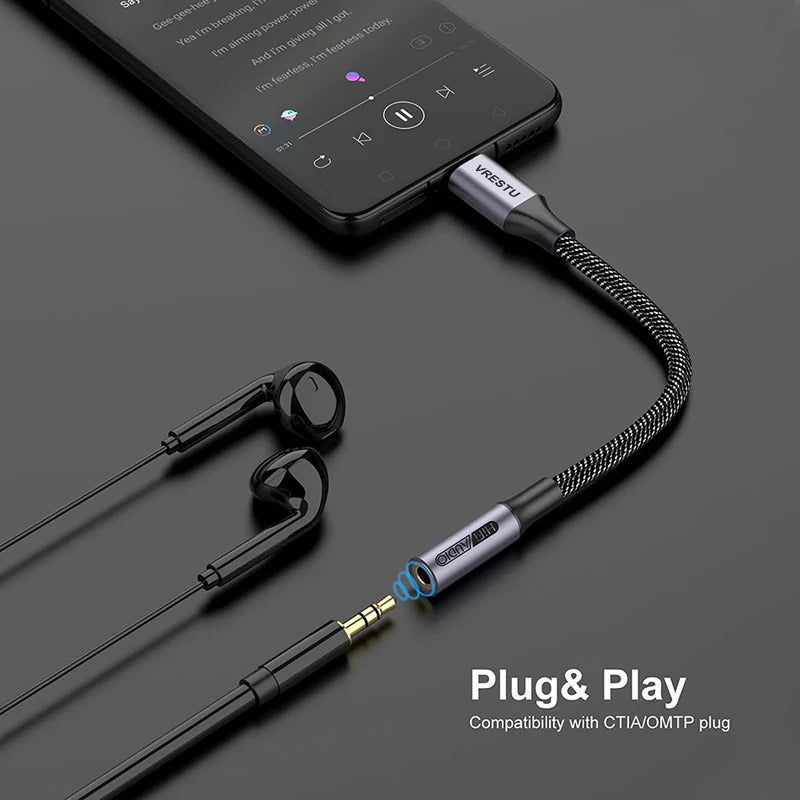 USB Type C to 3.5mm Jack Headphone USBC Earphone DAC Audio Adapter Cable for Samsung S23 Ultrta Xiaomi Oneplus 1+ Google Pixel 7