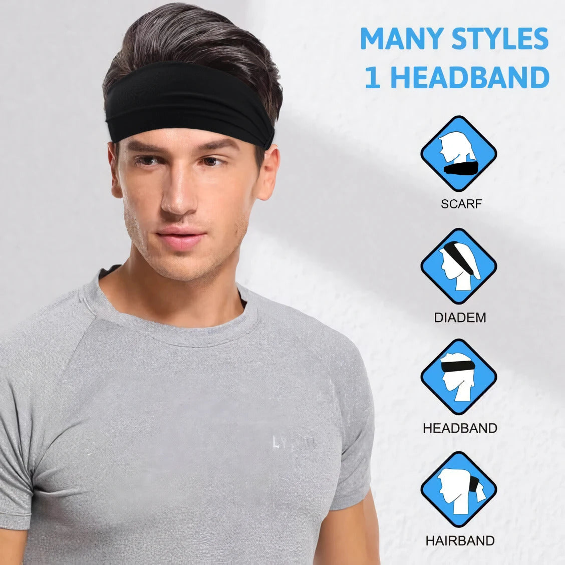 Sports Headbands For Men Woman Gym Yoga Sweat Hair Bands Soft Elastic Hairbands Stretch Outdoor Sport Sweatbands