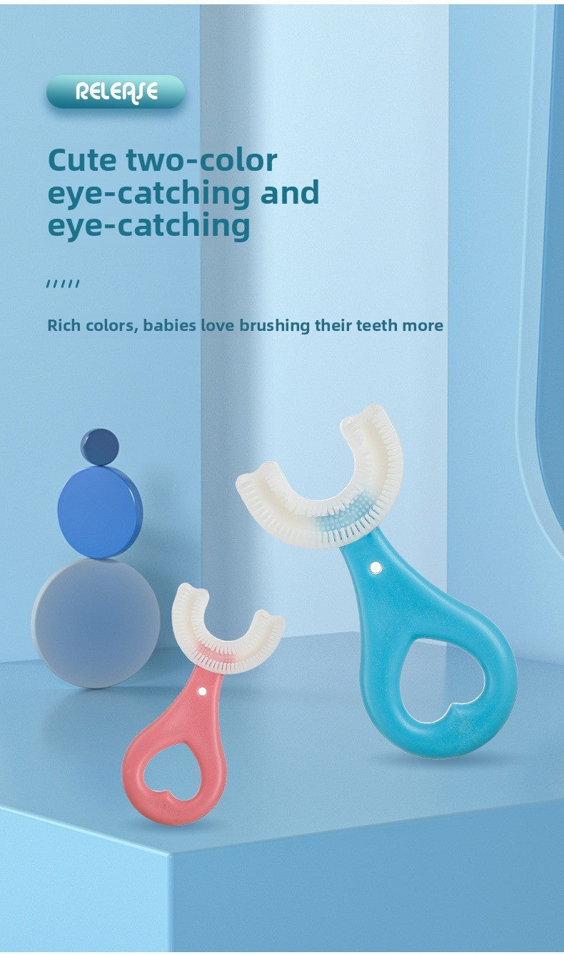 Baby and Children's Toothbrush U-shaped Baby and Child 0 to 3 to 6 to 12 Years Old Soft Hair U-shaped Brush Teeth Artifact Silicone Toothbrush