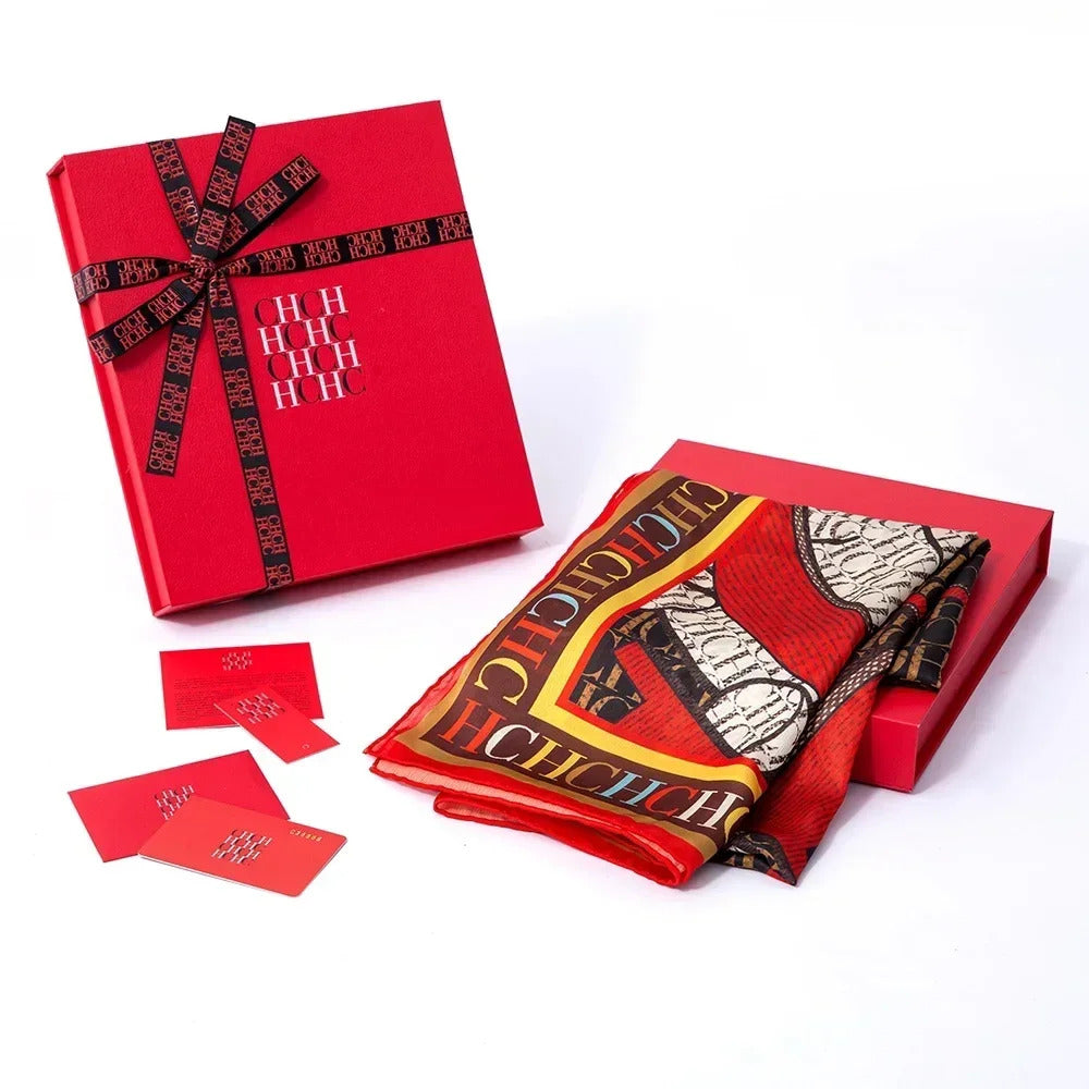 A Fashionable Style Silk Material 180-70cm Women's Silk Scarf Men's Decorative Sunshade Warm Lightweight Gift Box Packaging