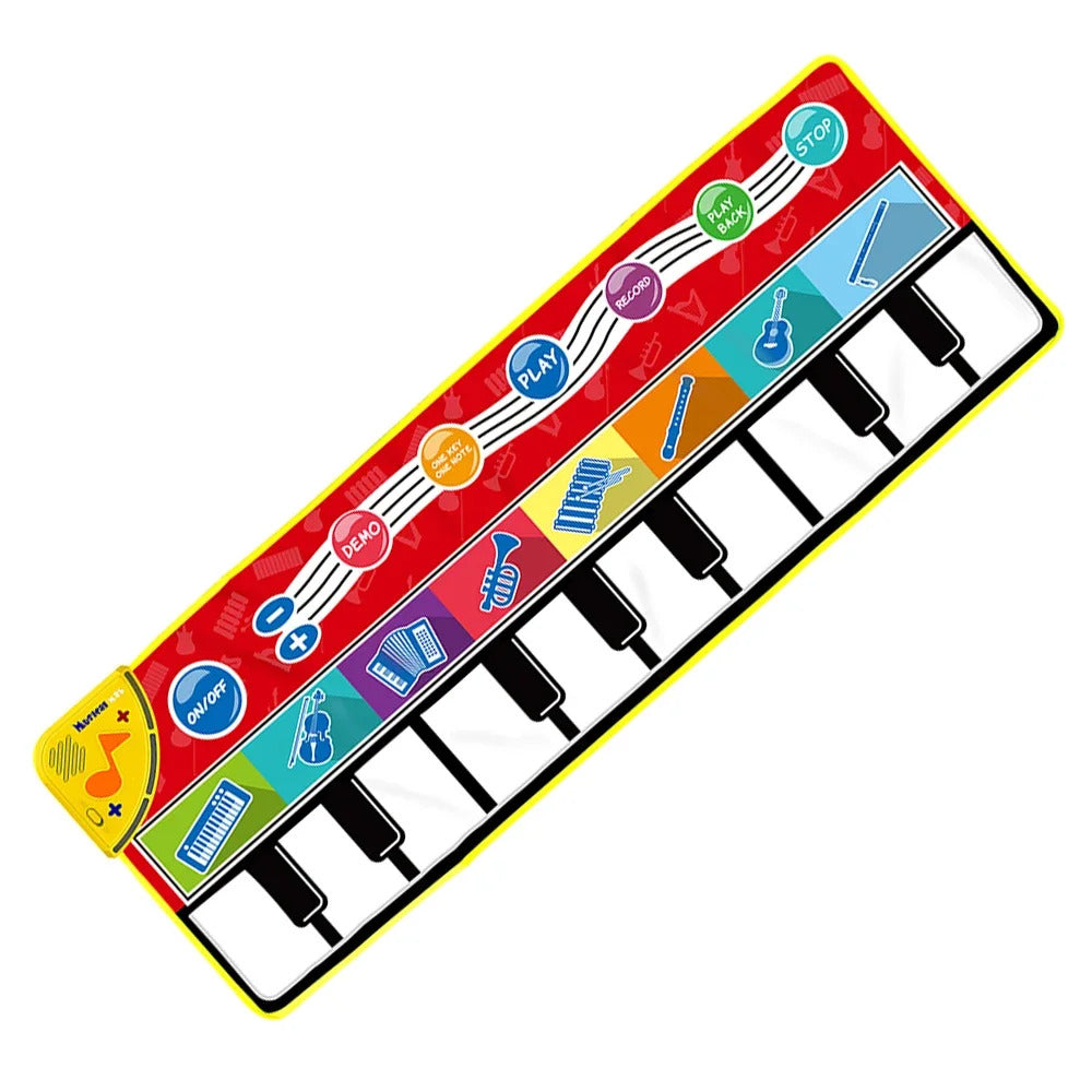110x36cm Musical Piano Mat Toddle Mat Musical Carpet Toddlers Keyboard with 8 Dinosaur Sounds Baby Mat Educational Toys for Kids