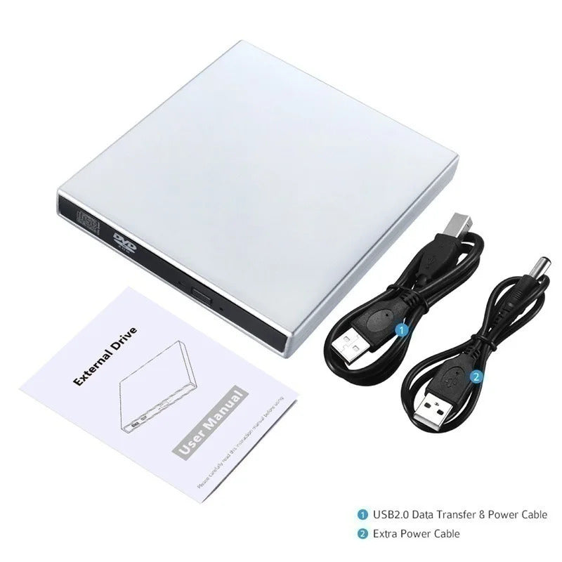 USB 2.0 External DVD Player CD Drive Mp3 Music Movies Portable Reader for Windows 7/ 8/ 10 Laptop Desktop PC Computer