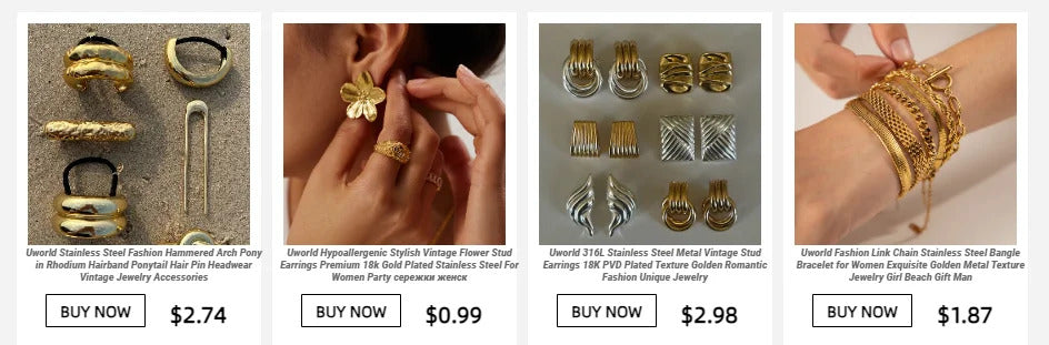 Uworld New Stainless Steel Jewelry Minimalist Metal Golden 18 K PVD Plated Opening Ring for Women Bagues Pour Femme Party Gift