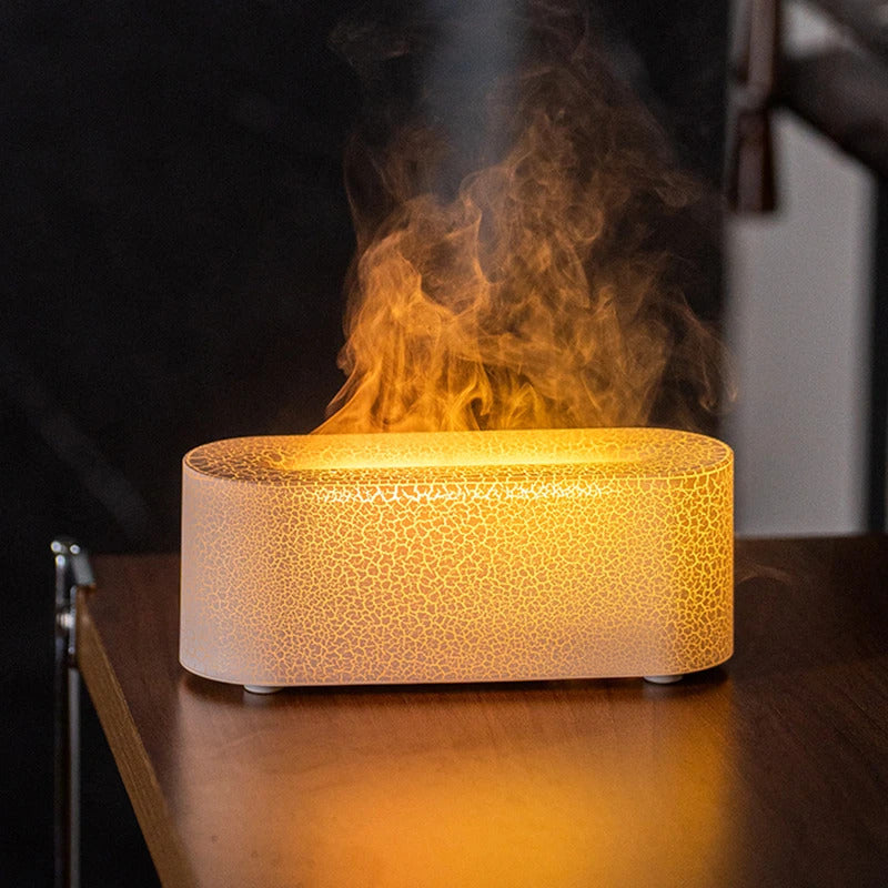 USB 7 Colorful Flame Aroma Diffuser Simulation Flame Humidifier Flame Aromatherapy Essential Oil Diffuser for Spa Yoga Gym