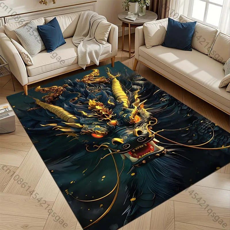 1PC Domineering Oriental Dragon Print Rug Carpets for Bedroom Living Room Sofa Mat Door Mat Dressing Room Rugs for Gifts