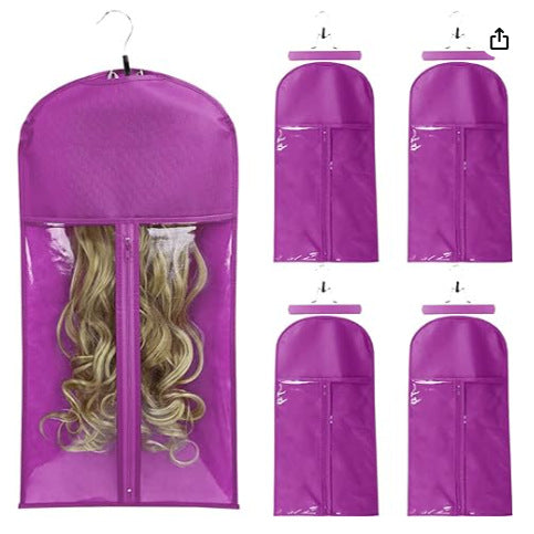 In Stock Thickened Zipper Portable Wig Dust Cover PVC Window Non-Woven Fabric Hang Clothes Storage Dustproof Bag Wholesale