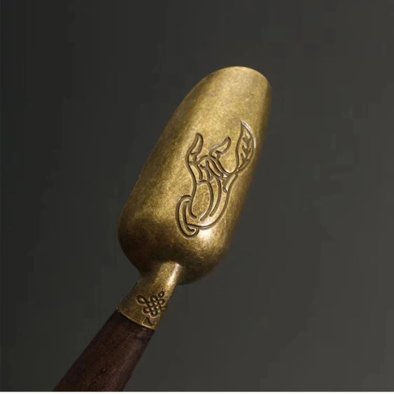 Alloy Ebony Coffee Scoops Tea Spoon Natural Wood Retro Tea Leaves Shovel KongFu Tea Ceremony Accessories Coffee Bean Spoons