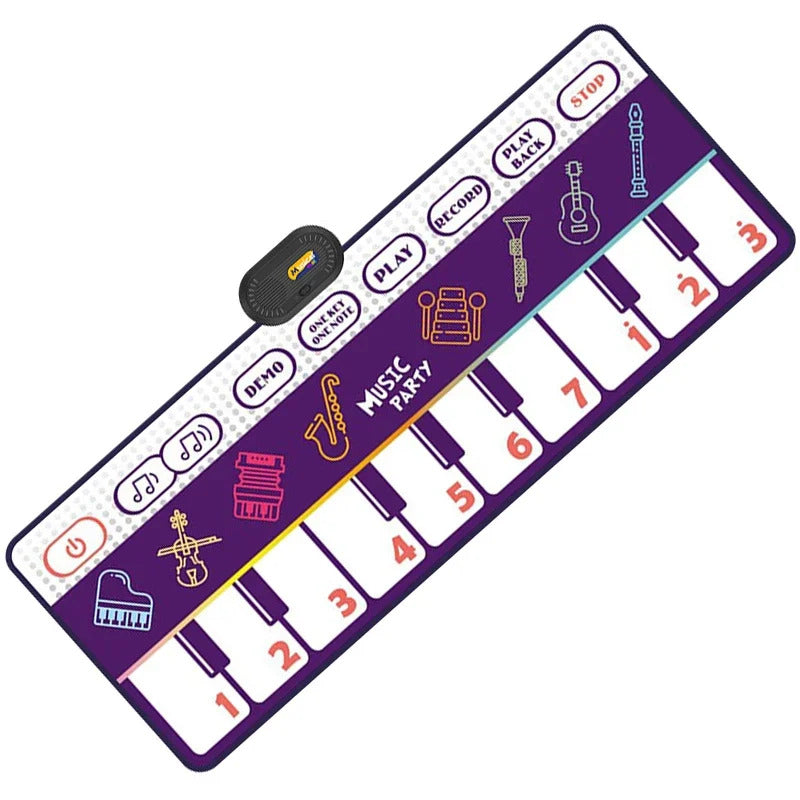 110x36cm Musical Piano Mat Toddle Mat Musical Carpet Toddlers Keyboard with 8 Dinosaur Sounds Baby Mat Educational Toys for Kids