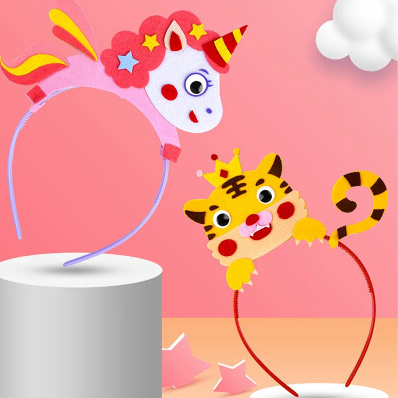 Kids Creative Crown Hat Princess DIY Craft Toy Cartoon Animal Headwear Educational Toys For Girls Handmade Decoration Gift