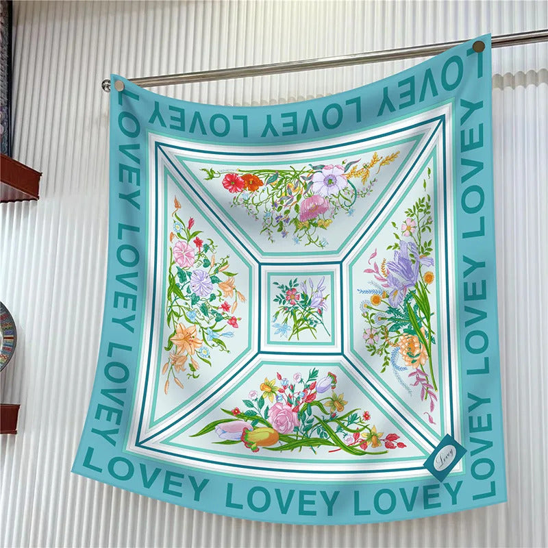 New Year Gift 90cm Large Square Scarf Scarf Women'S Scarves Spring And Autumn Style Fashion Shawl European American Twill Print