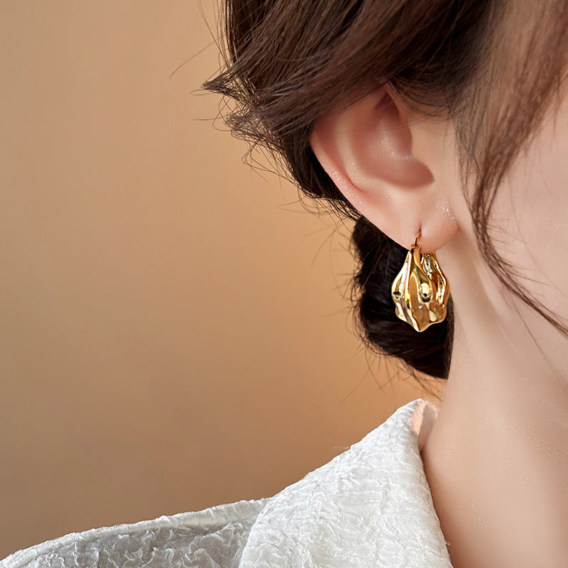 Simple Heart Circle Earrings Fashion Versatile Geometric Ear Clips Ear Studs Light Luxury High-end Feel Earrings for Women
