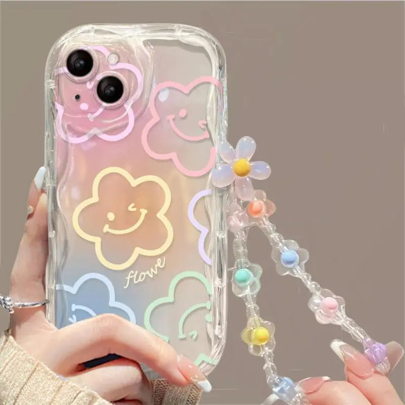 Floral Flower Bracket Case Cover for Samsung Galaxy S24 FE S25 S22 S23 Ultra Plus 5G A55 A35 A54 A15 A16 5G A05S A05 Wavy Shell