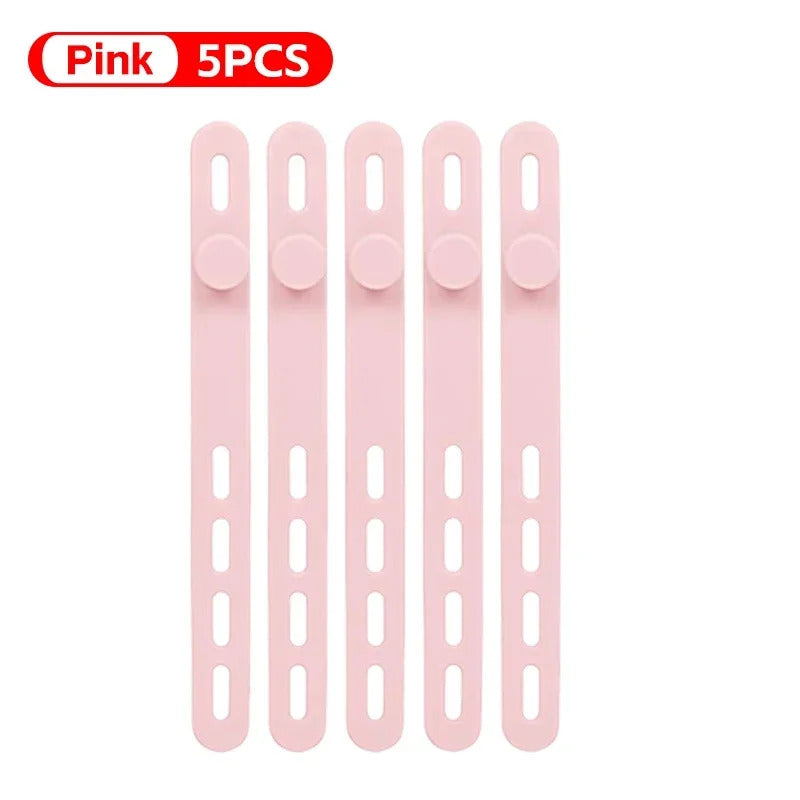 Silicone Cable Winder Charge Line Management Adjustable Straps Lock Cable Tie Straps for Home Office Reusable Data Wire Managers