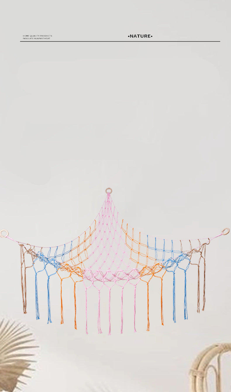 Handwoven Children's Room Corner Toy Storage Hammock Bedroom Decoration Triangle Plush Toy Storage Net