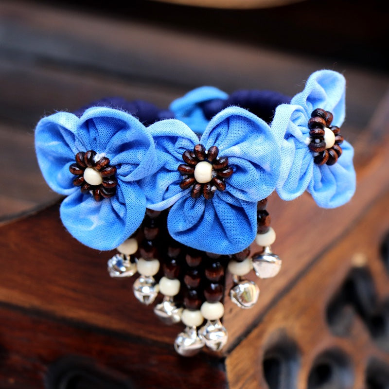 Blue Tie Dye Cloth Bracelet Dali Lijiang Hot Sale Hand-stitched Flower Fabric Bracelet Bracelet