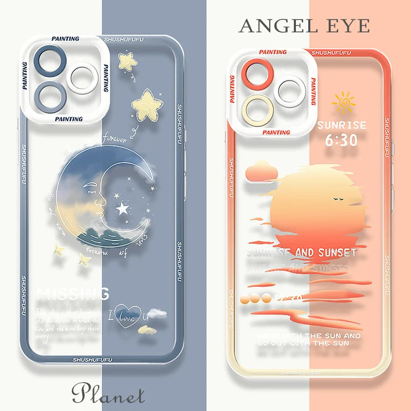 Creative Starry Sky Sunset Case For Samsung Galaxy S24 S23 S22 Ultra S21 S20 FE Note 20 10 Plus A15 A25 A35 A55 Silicone Funda