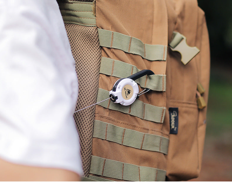 Outdoor Tactics Can Buckle Retractable Buckle Steel Wire Rope Multi-Functional Keychain Camping High Rebound Anti-Separation Rope Pull Peels