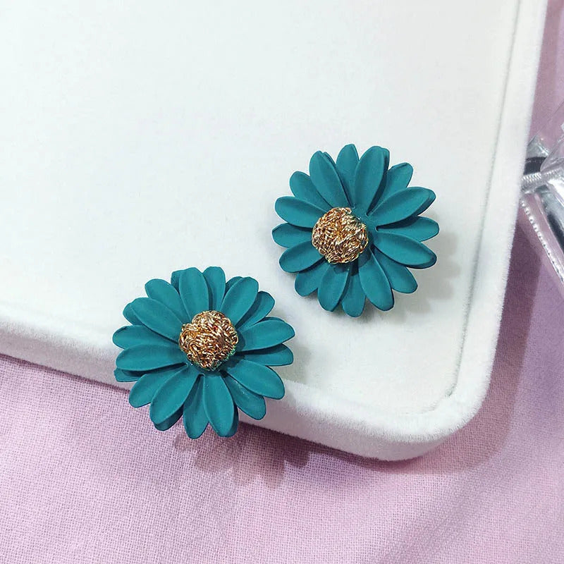 Korean New Double-layers Flower Drop Earrings for Ladies Exaggerated Women Floral Earrings Fashion Jewelry aretes de mujer