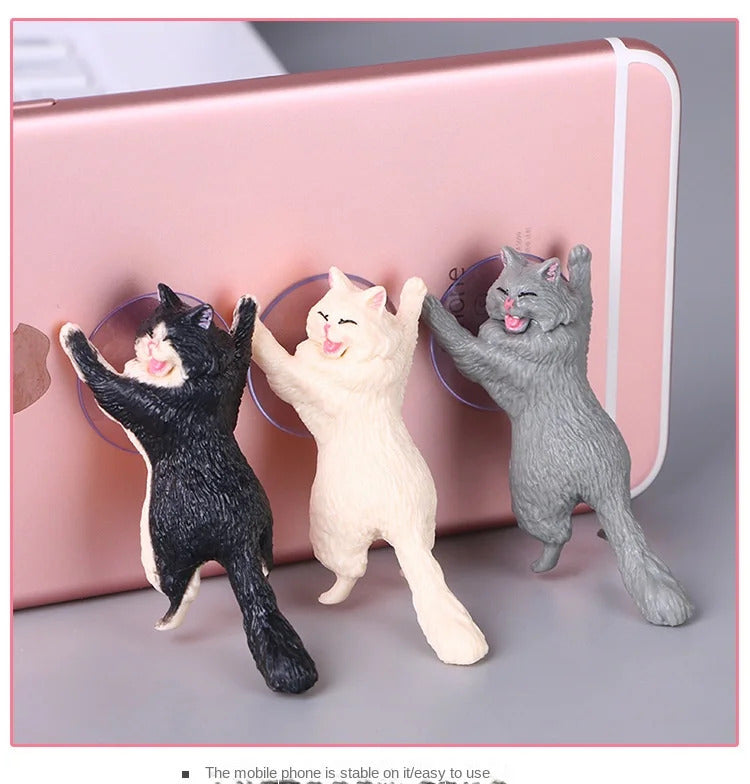 Cute Cat Phone Holder Tablets Desk Sucker Support Resin Mobile Phone Stand Holder Sucker Design Animal Holder for Smartphone