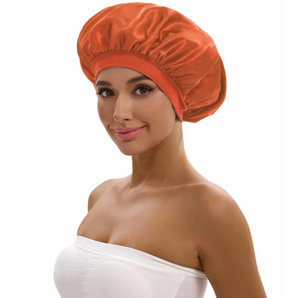 Satin Bonnet with a Wide Brim Perfect for Everyday Use During Showers.