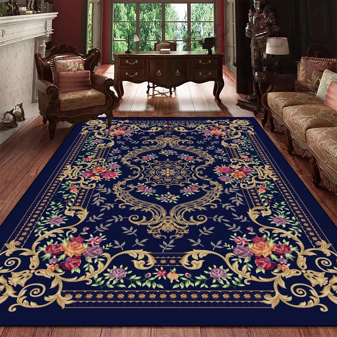 Vintage Bohemian High-end Luxury Carpet Retro Türkiye Persian Style Large Rug Classical Non Slip Washable Living Roon Floor Mat