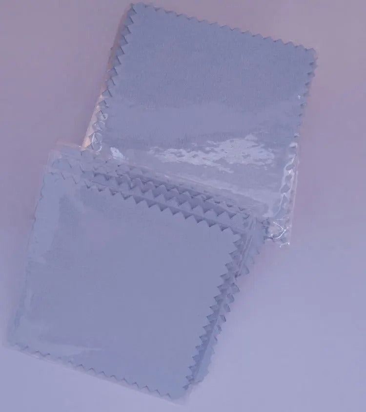 100pcs Emboss Custom LOGO 8*8cm Silver Polish opp bags Cloth for silver Jewelry Cleaner Blue Microfiber suede fabric material