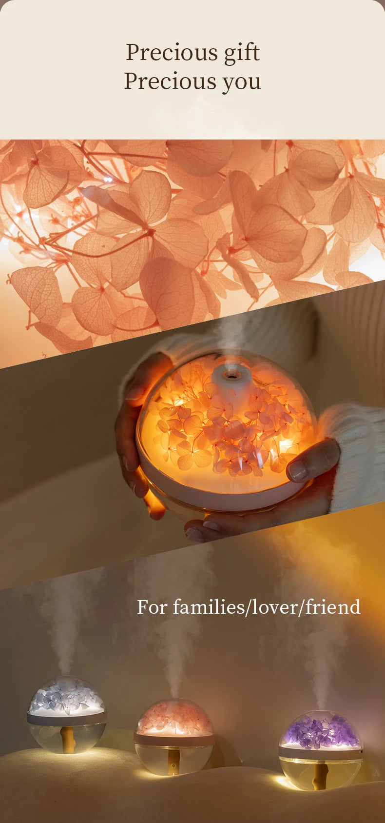 270ML Air Humidifier USB Rechargeable 800mAh Home Hydration Humidifier Colour LED Light Mist Maker Flower Humidificador