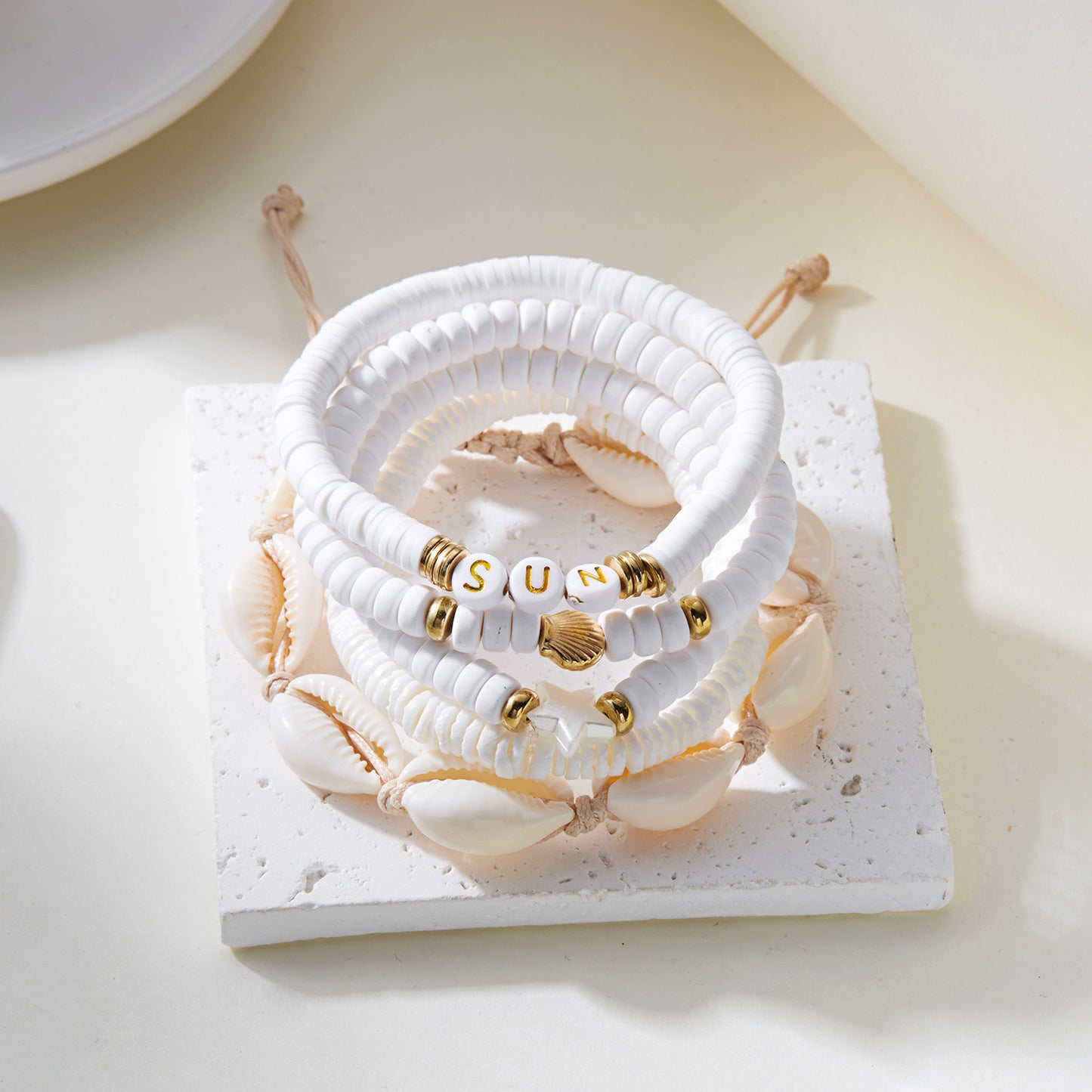 Bohemian Style Beach Vacation Conch Starfish Turtle Seed Bead Bracelet for Women