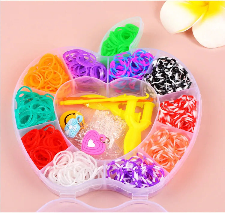 600pcs Rubber Bands Creative Colorful Loom Band Set Rainbow Bracelet Making Kit DIY Woven Bracelets Craft Toys For Girls Gifts