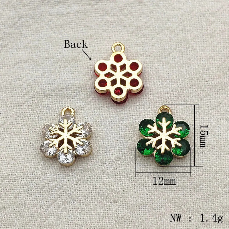 New Arrival! 15x12mm 50pcs Cubic Zirconia Snowflake Charm For Handmade Christmas Jewelry Earring Necklace Parts DIY Accessories