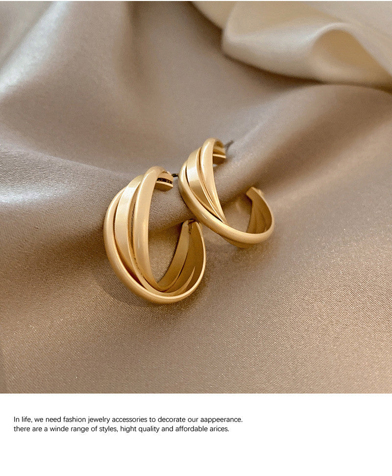 925 Silver Needle Vintage French Metal Cross Hoop Earrings Fashionable Elegant Minimalist Style Earrings with a Sense of Design