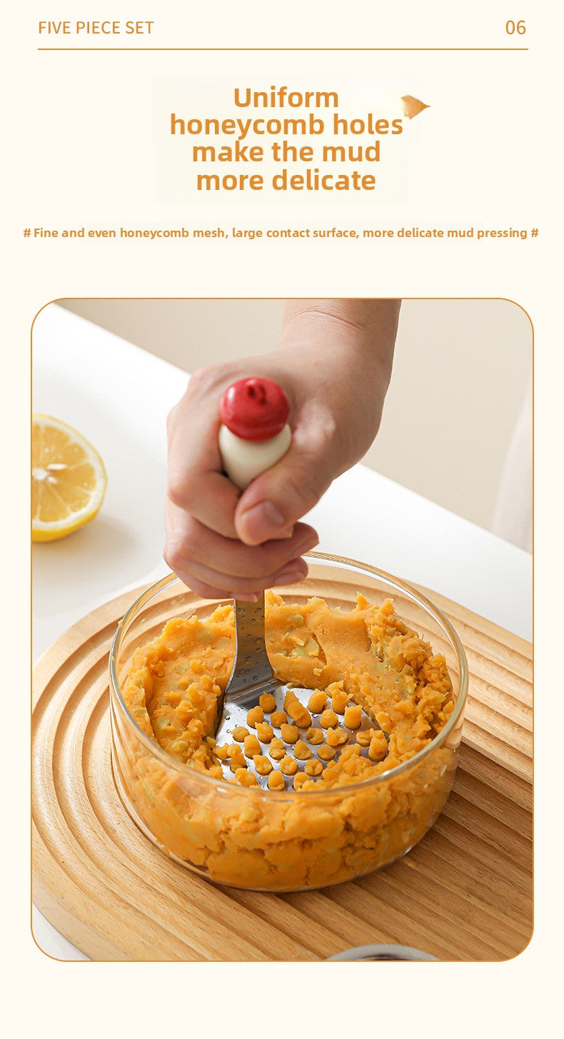 Potato puree press stainless steel baby food baking suit flour sieve egg strainer