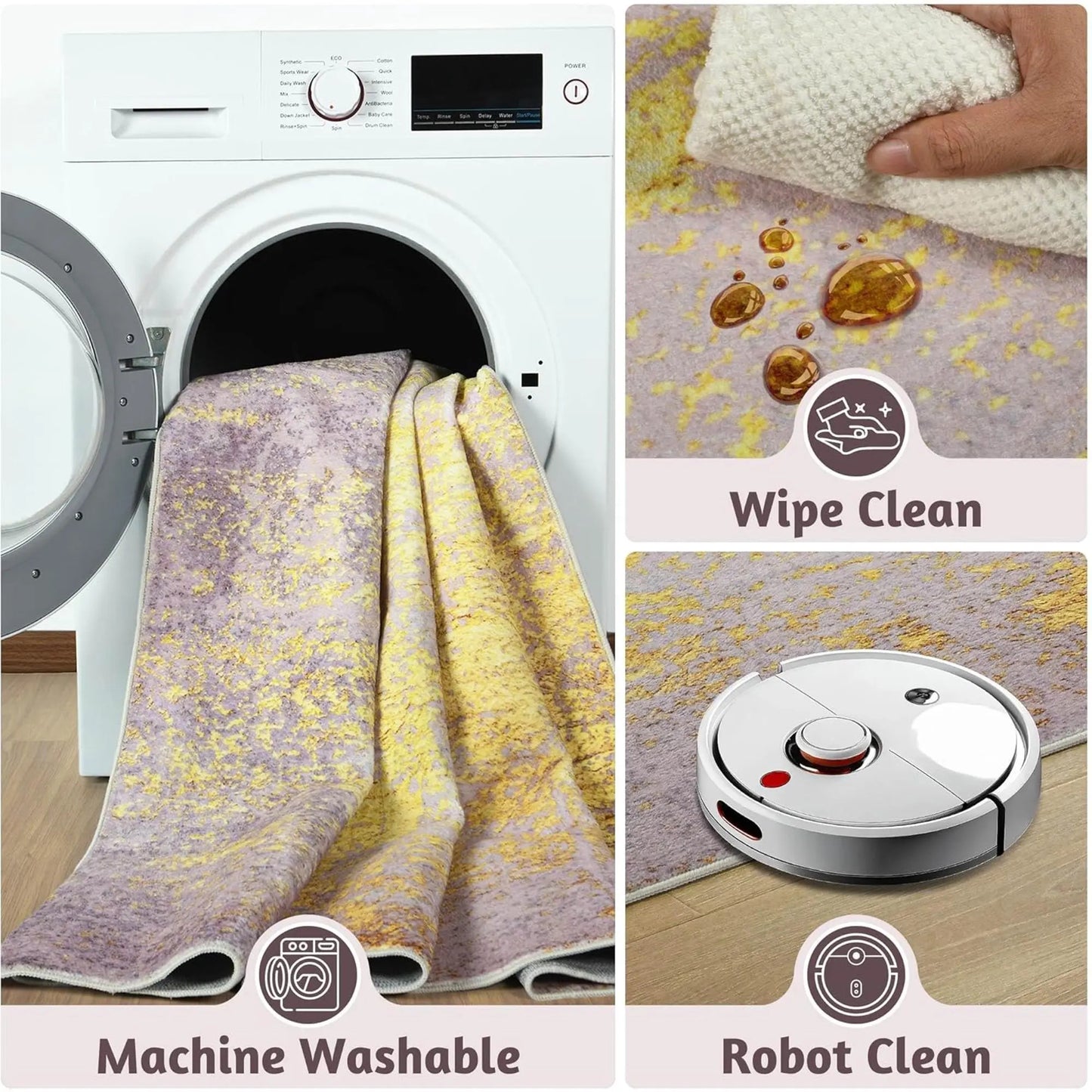 NOAHAS Faux Cashmere Printed Carpet Abstract Collection Rugs Soft Modern Rugs Living Room Bedroom Home Decor Indoor Rugs