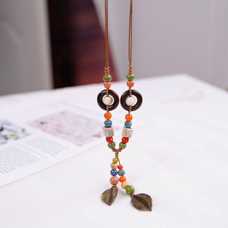 Jingdezhen Ceramic Necklace Women's Light Luxury Niche Autumn and Winter Sweater Necklace