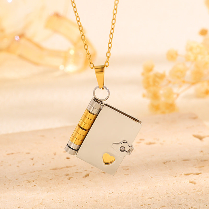 Titanium Steel Women's Love Letter Necklace Openable Pendant Couple New Style Personality Temperament Necklace Clavicle Chain