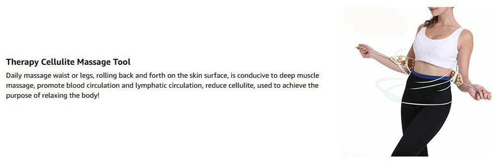 Wood Back Massage Roller Rope, Wood Therapy Cellulite Massage Tools, Self Massage Tools for Neck Leg Back Pain Relief Body Care