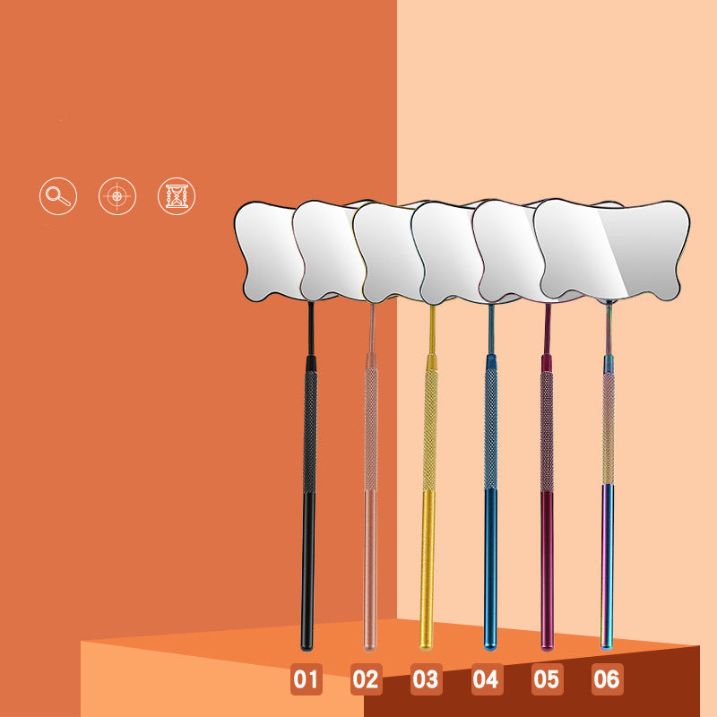 Hot-Selling Cross-Border Stainless Steel Grafting Flowering Auxiliary Tool Special Makeup Beauty Mirror Eyelash Inspection Mirror Eyelash Extensions