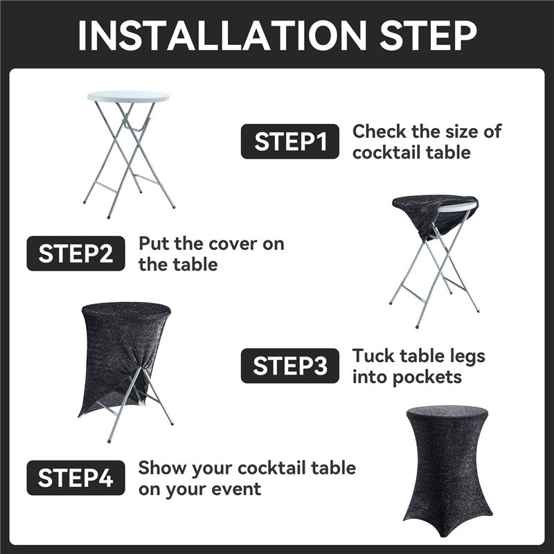 Cocktail Tablecloth Glitter Bar Set New Cocktail Table Cover High-end Feel Cross-border Wholesale Stretchy High Bar Tablecloth