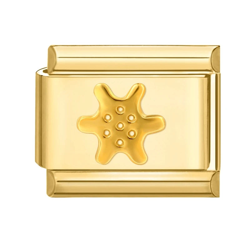 Fashion Pet Heart Flowers Sun Moon Zircon Gold Color Italian Charm Links Stainless Steel Fit 9mm Bracelet Jewelry DIY Making