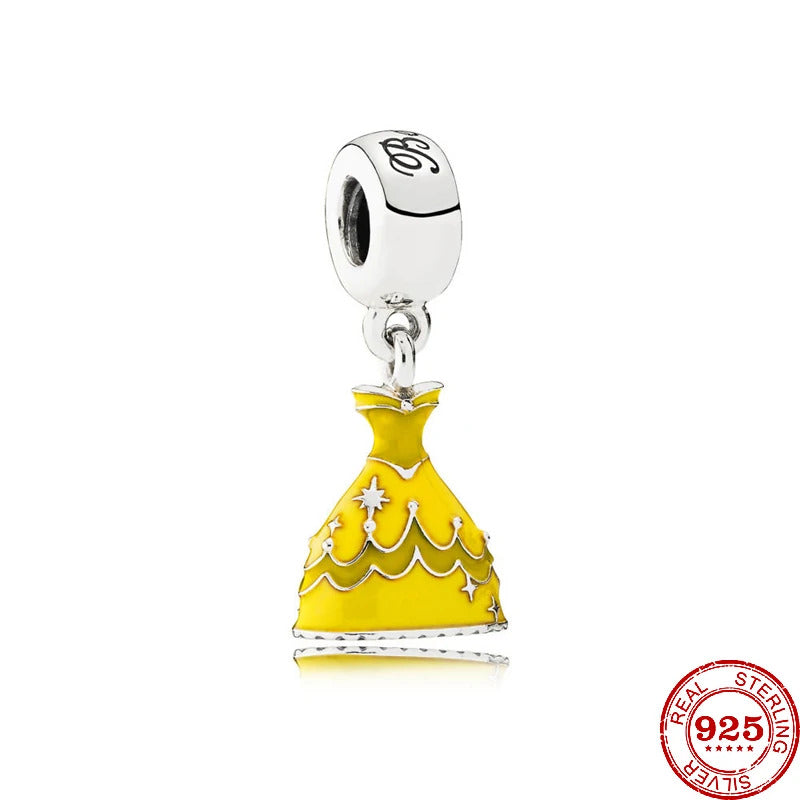 2024 Hot Sale 925 Silver Mermaid Princess Dress Charms DIY Dangle Beads Fit Original Pendant Bracelet Necklace Fashion Jewelry