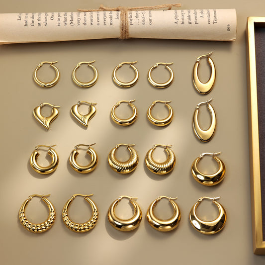 Hot Selling Stainless Steel Geometric Solid Smooth Earrings Fashion Simple High-end Gold Ear Buckle Ear Jewelry