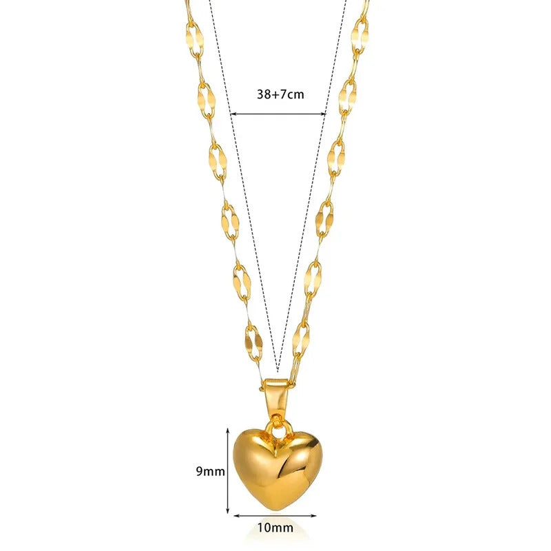 Stainless Steel Love Heart Necklace For Women 2025 New Trendy Lip Chain Simple Luxury Love Pendant Necklace Jewelry Gift
