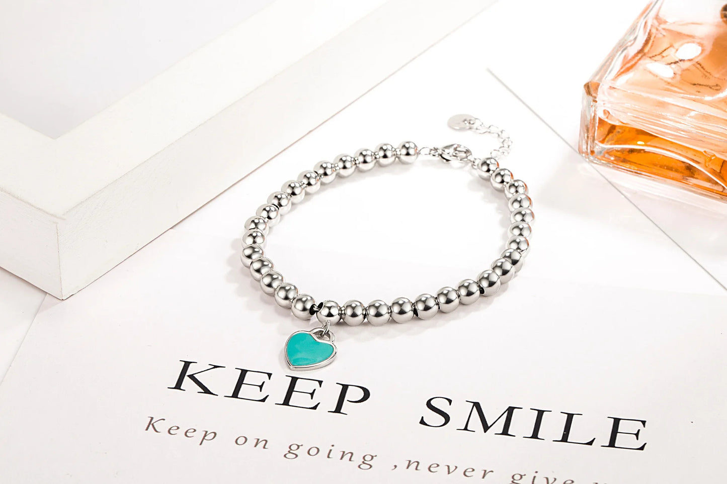 Designer 925 Silver Jewelry Necklace Woman Retro Heart-Shaped Enamel For Girls Cute Silver Bead Birthday Gift