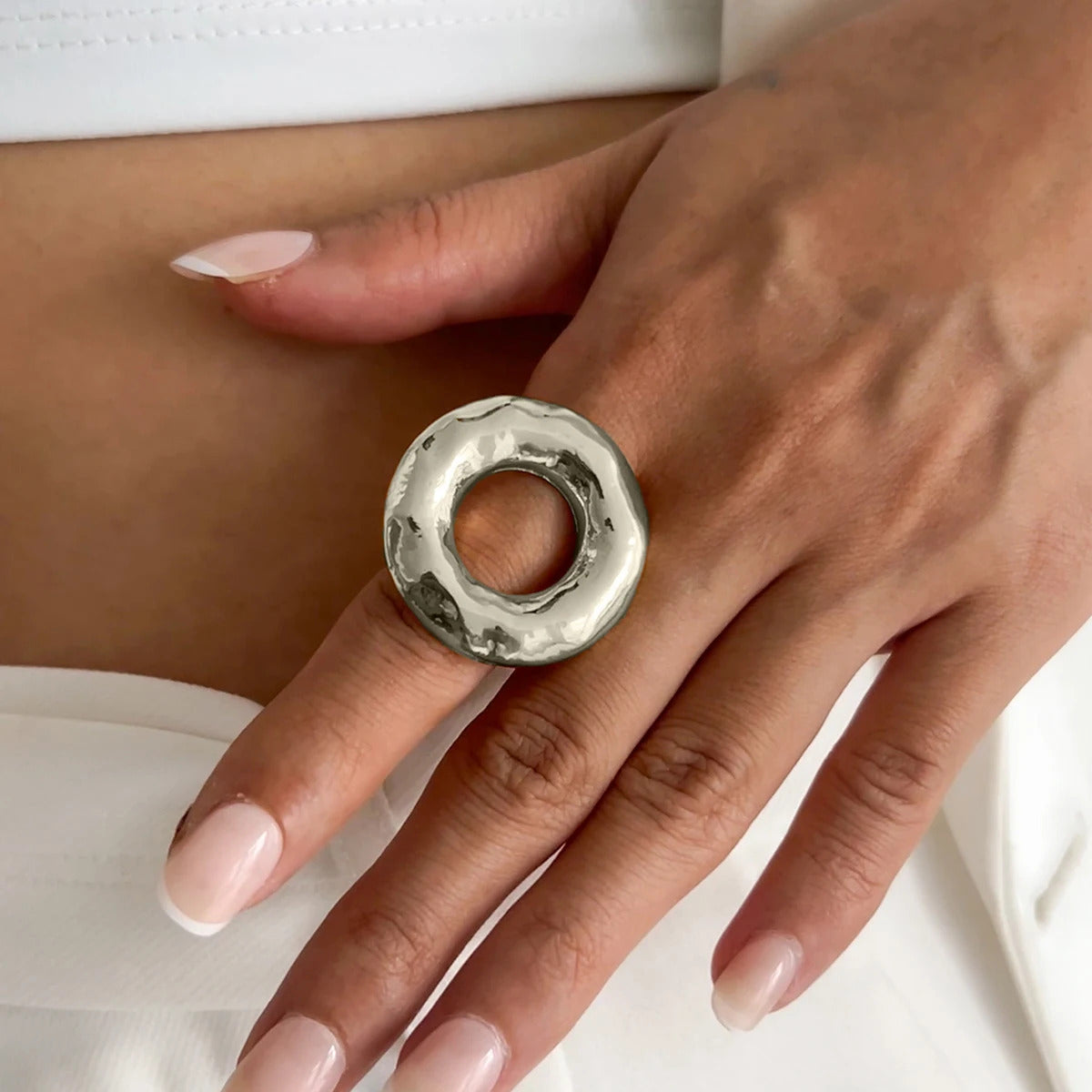 Ingemark Creative Unique Metal Petal Flower Branch Open Ring Women Punk Gold Color Geometric Adjustable Rings Y2K Couple Jewelry